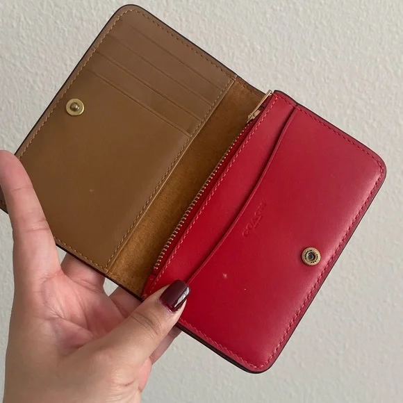 Coach Scarlet Card Wallet with Gold Accent - Picture 3 of 5